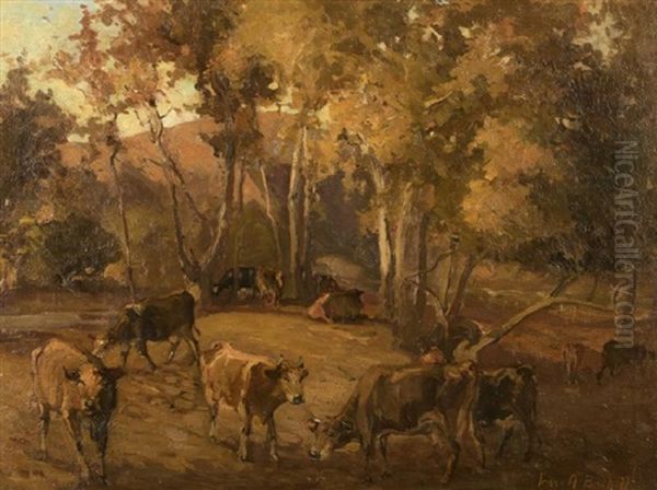 Autumn Pastoral Oil Painting by Franz Arthur Bischoff