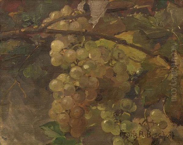 Still Life With Grapes Oil Painting by Franz Arthur Bischoff