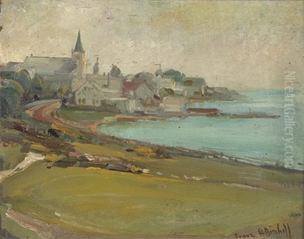 Normandy Coastal Village Oil Painting by Franz Arthur Bischoff