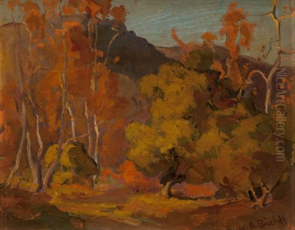 Autumn Landscape Oil Painting by Franz Arthur Bischoff