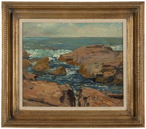 Coastal Rocks Oil Painting by Franz Arthur Bischoff