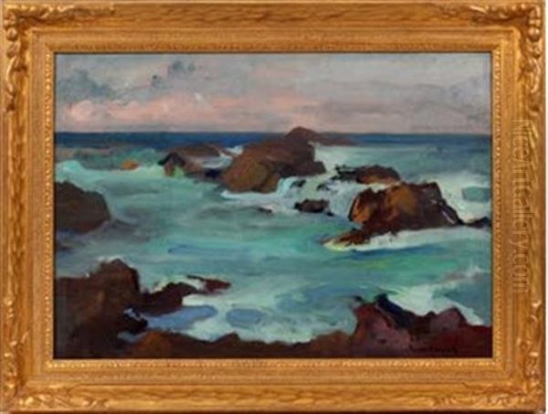 California Coast Oil Painting by Franz Arthur Bischoff