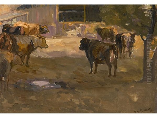 Dairy Cows, Arroyo Seco Farm Oil Painting by Franz Arthur Bischoff