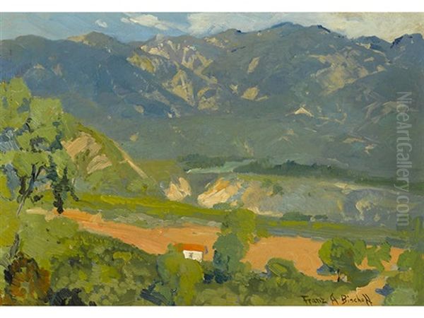 Pasadena Foothills With Lone House Oil Painting by Franz Arthur Bischoff