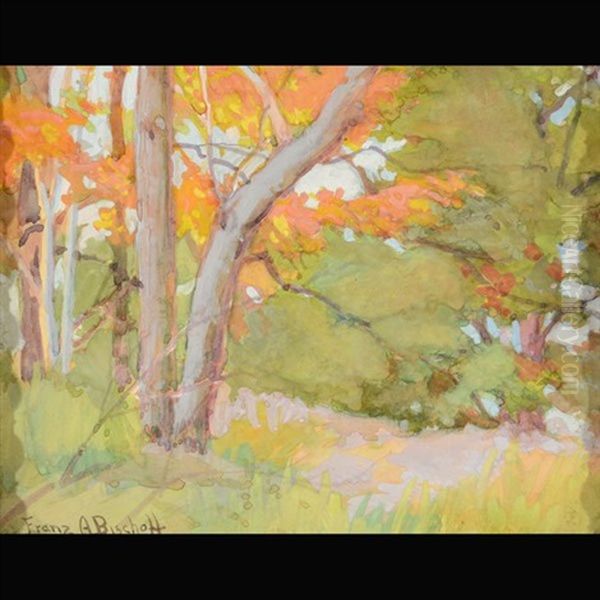 Autumn Woods Oil Painting by Franz Arthur Bischoff