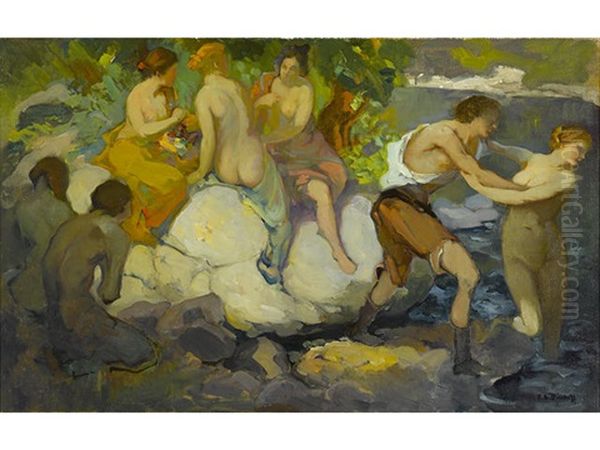 Bathers Oil Painting by Franz Arthur Bischoff