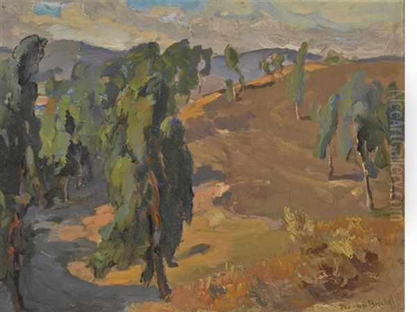 Trees Along A Hillside Oil Painting by Franz Arthur Bischoff