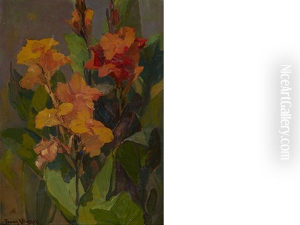 Canna Lilies Oil Painting by Franz Arthur Bischoff