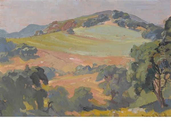 Oaks In A Hillside Landscape Oil Painting by Franz Arthur Bischoff