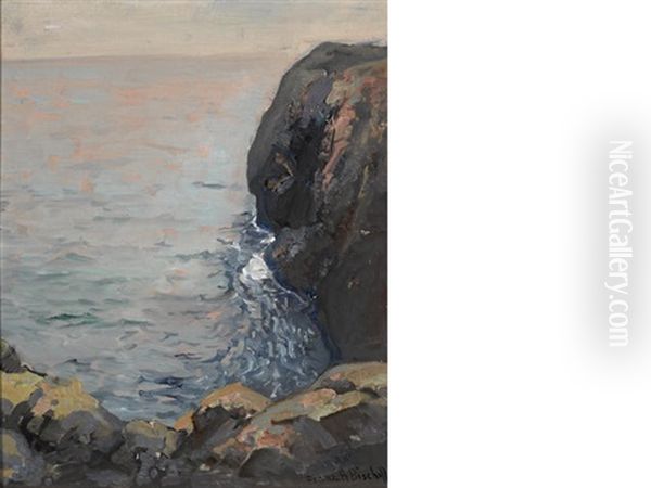 Ocean Cliff Oil Painting by Franz Arthur Bischoff