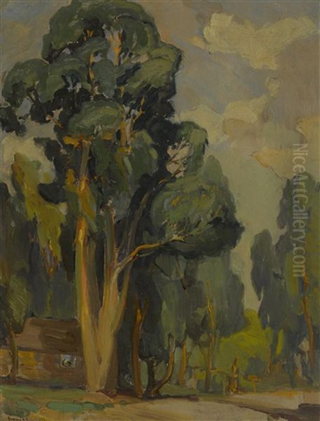 Cabin Amongst The Eucalyptus Oil Painting by Franz Arthur Bischoff