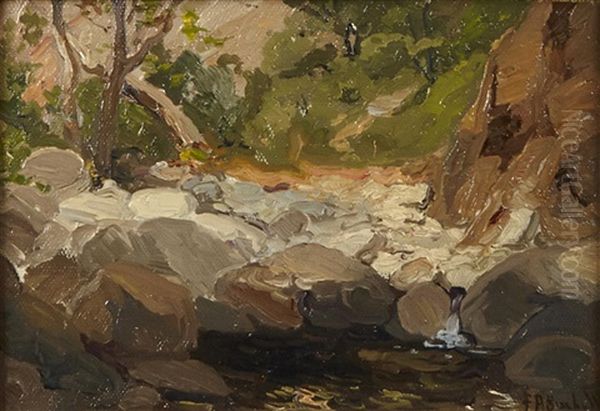 A Brook In The Woods Oil Painting by Franz Arthur Bischoff