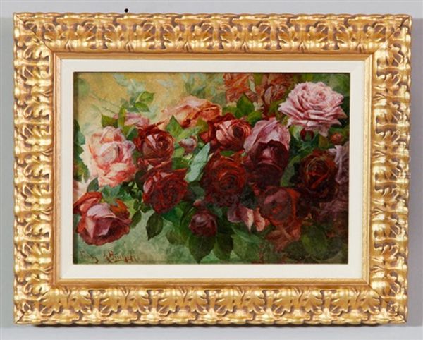 Red And Pink Roses Oil Painting by Franz Arthur Bischoff