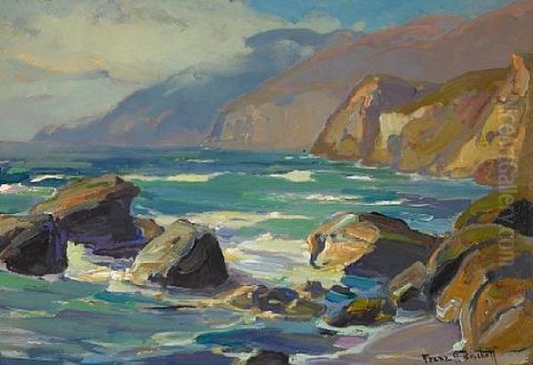 Rocky Coastline Oil Painting by Franz Arthur Bischoff