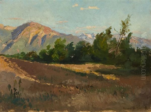 Sunlit Mountains And California Landscape Oil Painting by Franz Arthur Bischoff