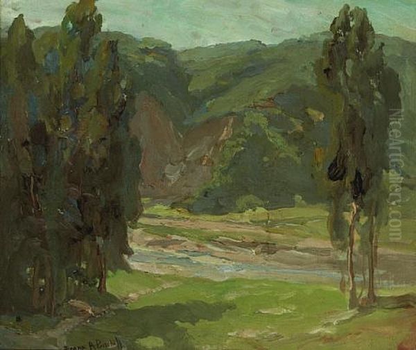 Stream Through A Green Valley Oil Painting by Franz Arthur Bischoff