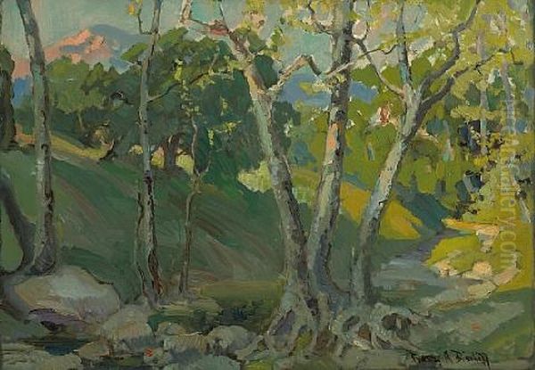 Stream In The Woods Oil Painting by Franz Arthur Bischoff