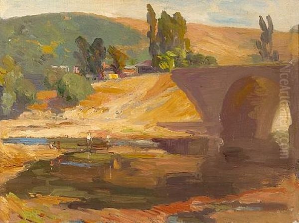 Arroyo Seco With Figures Oil Painting by Franz Arthur Bischoff