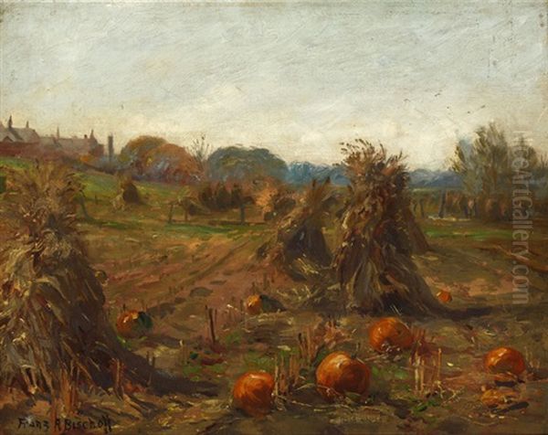 Pumpkin Patch Oil Painting by Franz Arthur Bischoff