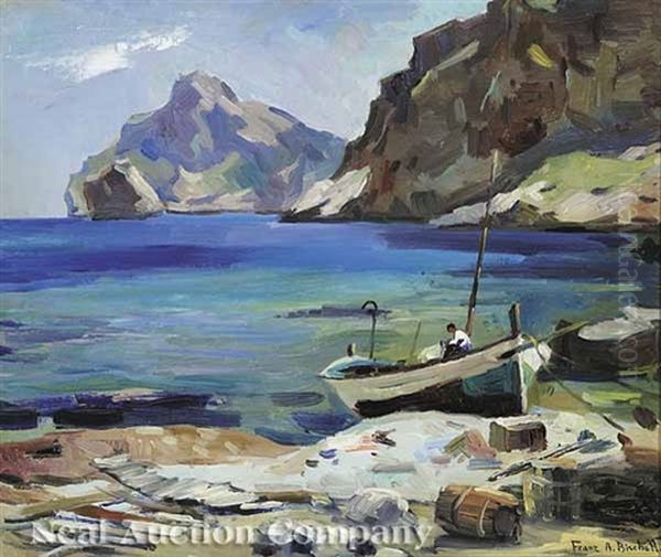 Rocky Shore Oil Painting by Franz Arthur Bischoff