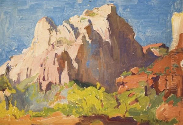 Desert Cliffs Oil Painting by Franz Arthur Bischoff