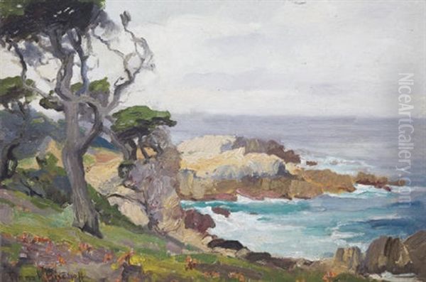 Rocky Cove Oil Painting by Franz Arthur Bischoff