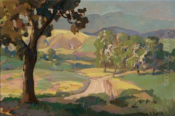 Summer Valley Landscape Oil Painting by Franz Arthur Bischoff