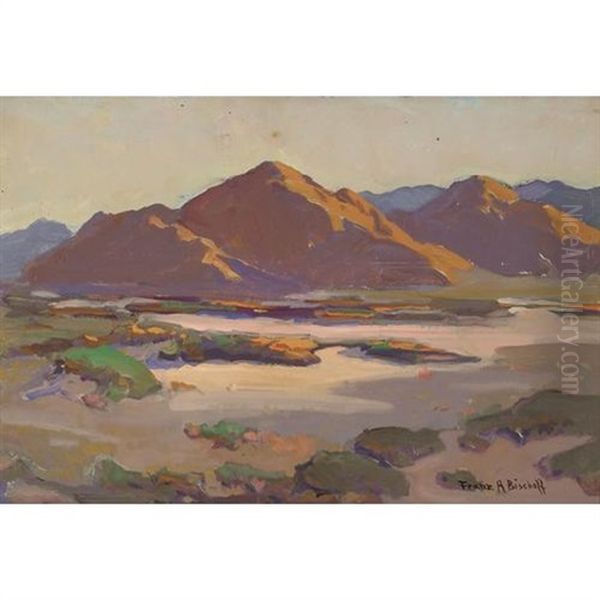 A Desert Landscape With Mountains In The Distance Oil Painting by Franz Arthur Bischoff