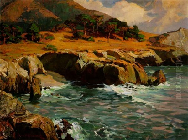 Monterey Coast, Golden Hours Oil Painting by Franz Arthur Bischoff