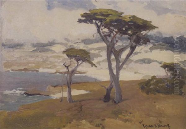 A California Coastline With Cypress Trees Oil Painting by Franz Arthur Bischoff