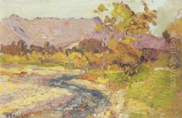 Spring Landscape Oil Painting by Franz Arthur Bischoff