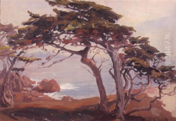 Monterey Coastal Landscape Oil Painting by Franz Arthur Bischoff