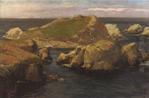 Rocks And Surf Oil Painting by Franz Arthur Bischoff