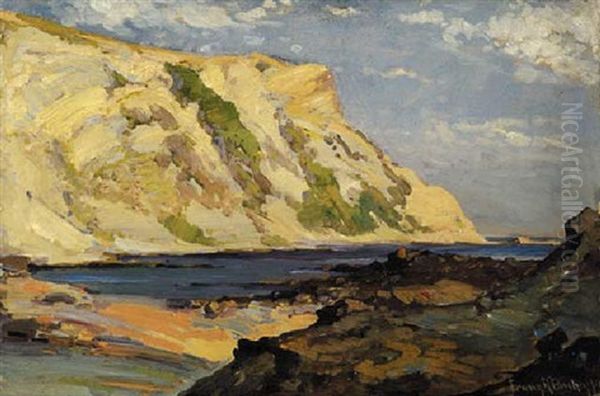 Coastal Cliffs Oil Painting by Franz Arthur Bischoff