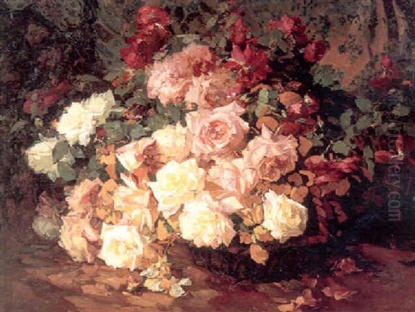 A Mixed Bouquet Of Roses Oil Painting by Franz Arthur Bischoff