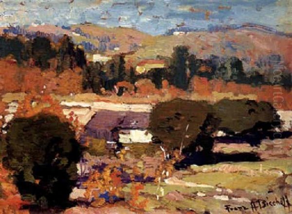 Country Farm Oil Painting by Franz Arthur Bischoff