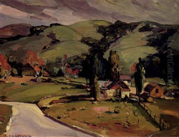 House By The Country Road Oil Painting by Franz Arthur Bischoff