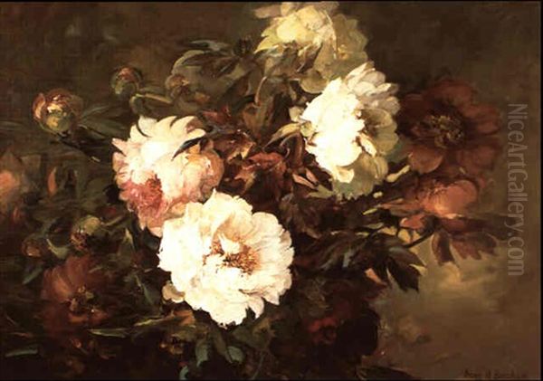 Peonies Oil Painting by Franz Arthur Bischoff