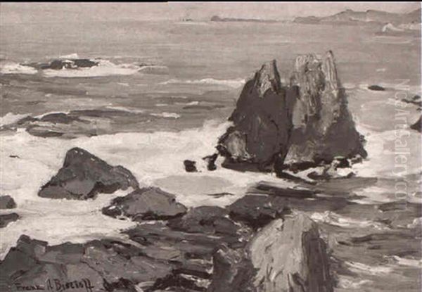 Rocky Seascape Oil Painting by Franz Arthur Bischoff