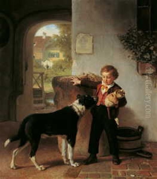 Futterneid. Ein Kleiner Junge Und Ein Groser Hund by Friedrich Bischoff