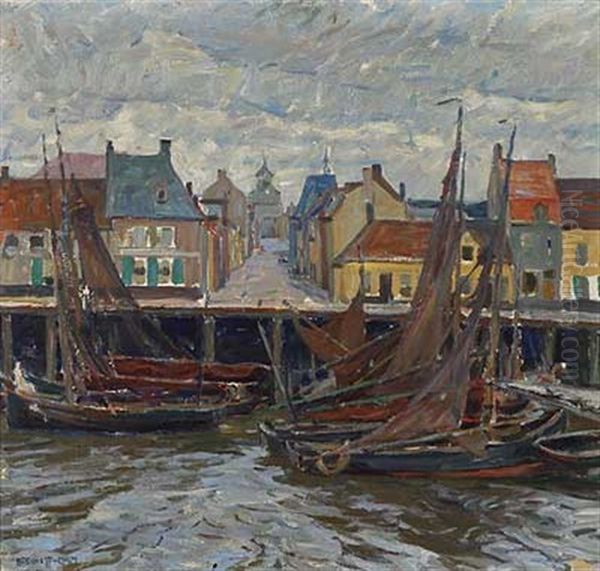 Fischerboote Im Hafen Oil Painting by Ernst Bischoff-Culm