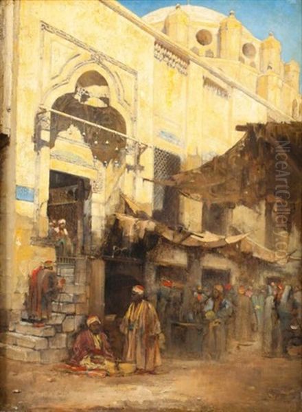 Entree De La Mosquee, Le Caire Oil Painting by Cesare Biseo