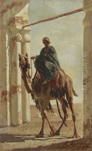 Jeune Oriental Sur Son Chameau Oil Painting by Cesare Biseo