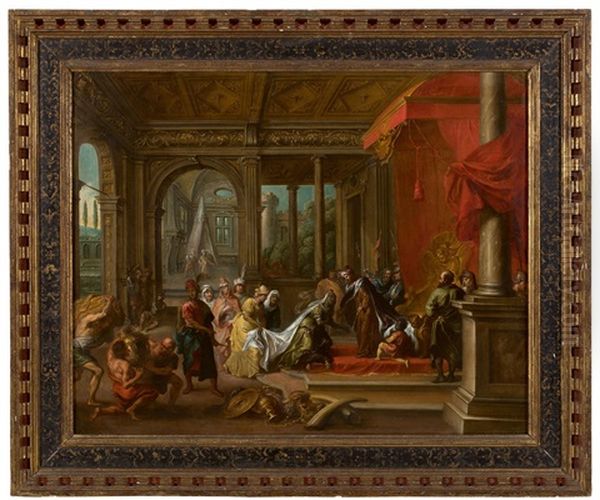 The Queen Of Sheba Before Solomon Oil Painting by Charles Emmanuel Biset