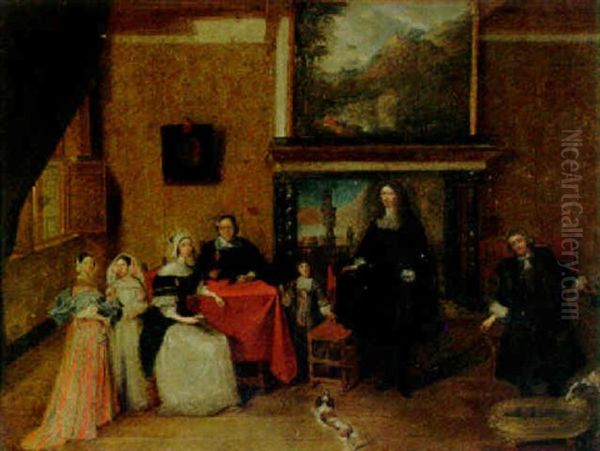 Familienbild Oil Painting by Charles Emmanuel Biset