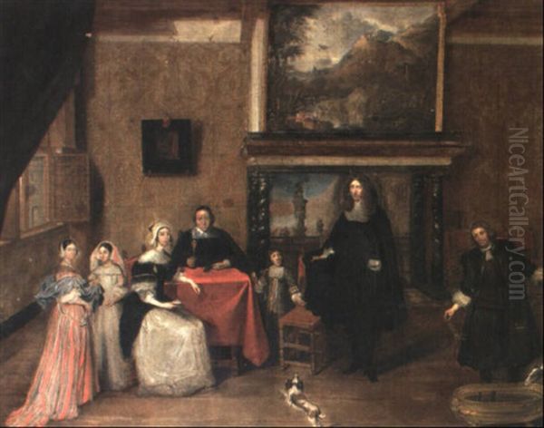 Familienbild Oil Painting by Charles Emmanuel Biset