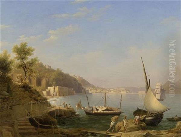 Gegenstucke: Mediterrane Hafenansichten (pair) Oil Painting by Giuseppe Bisi