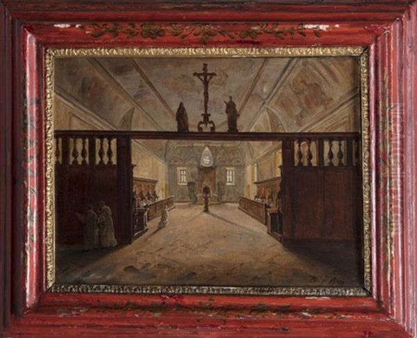 Inside Of A Church Oil Painting by Luigi Bisi