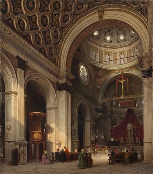 Interno Della Chiesa Di Santa Maria Presso San Celso A Milano Oil Painting by Luigi Bisi