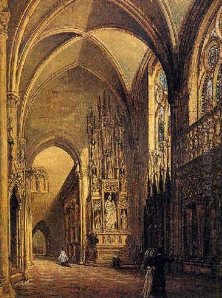 Interno Di Notre-dame A Parigi Oil Painting by Luigi Bisi